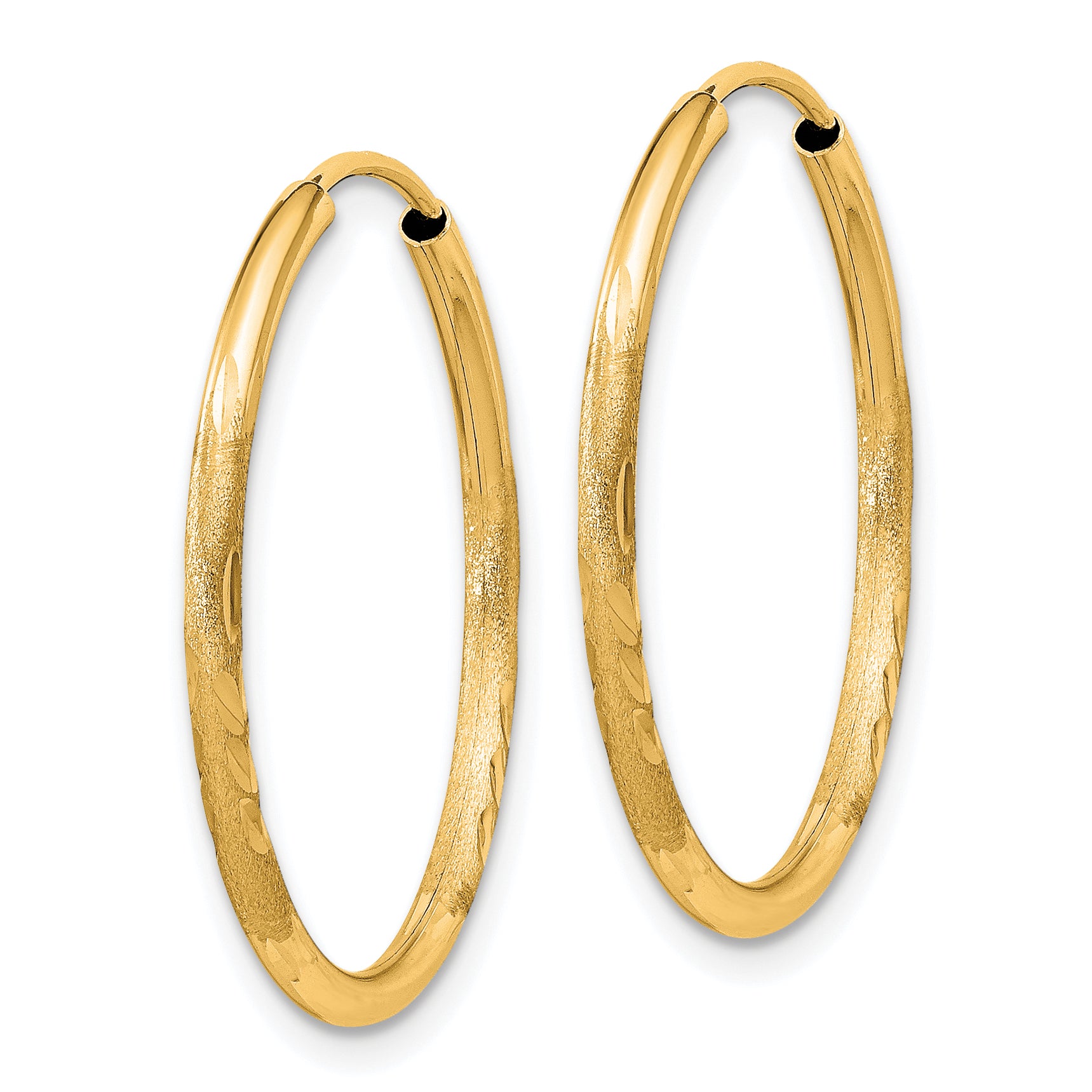 14k 1.5mm Satin Diamond-cut Endless Hoop Earrings Secondary image