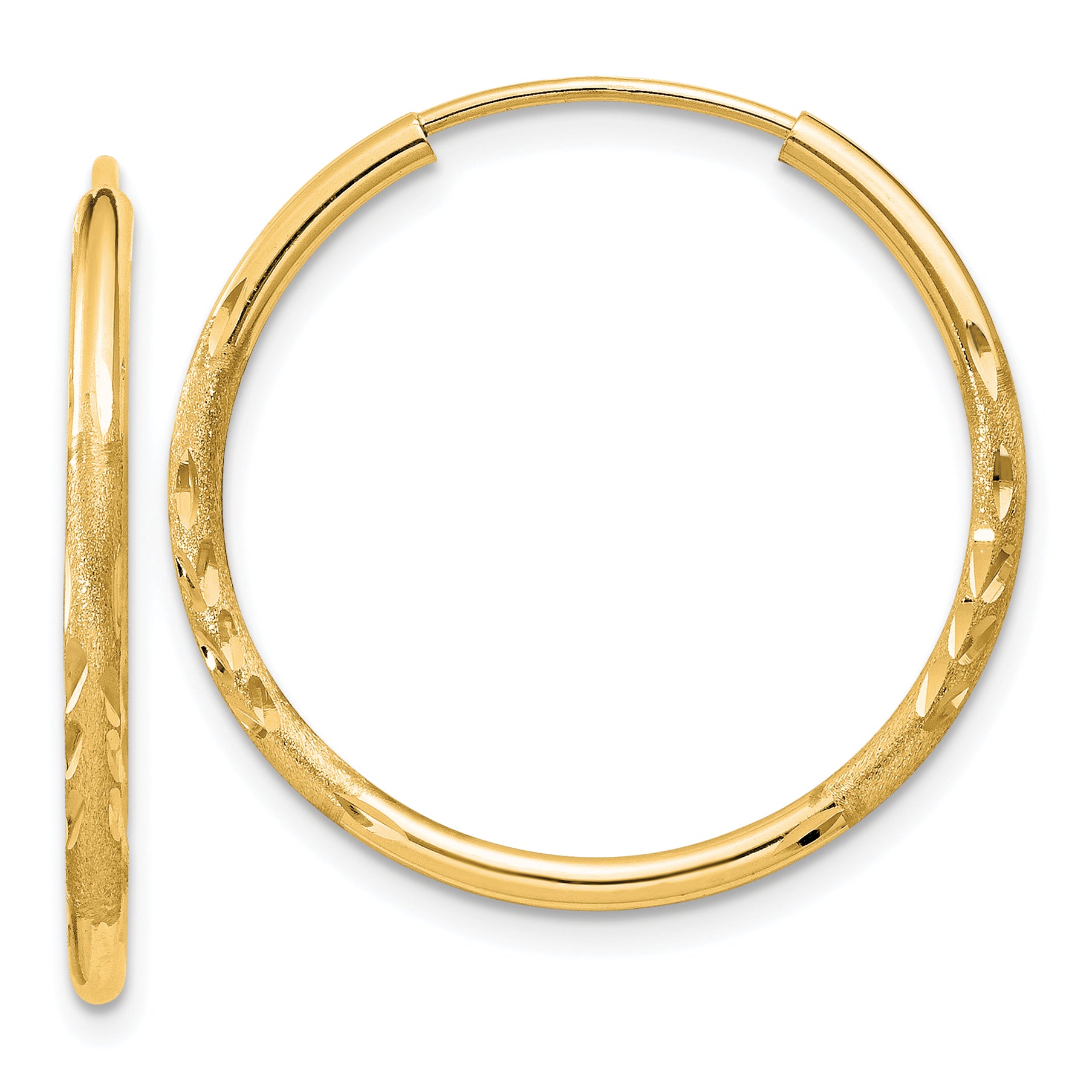 14k 1.5mm Satin Diamond-cut Endless Hoop Earrings Main image