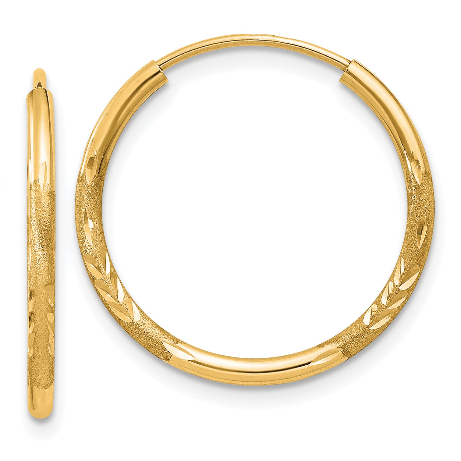 14k 1.5mm Satin Diamond-cut Endless Hoop Earrings Main image
