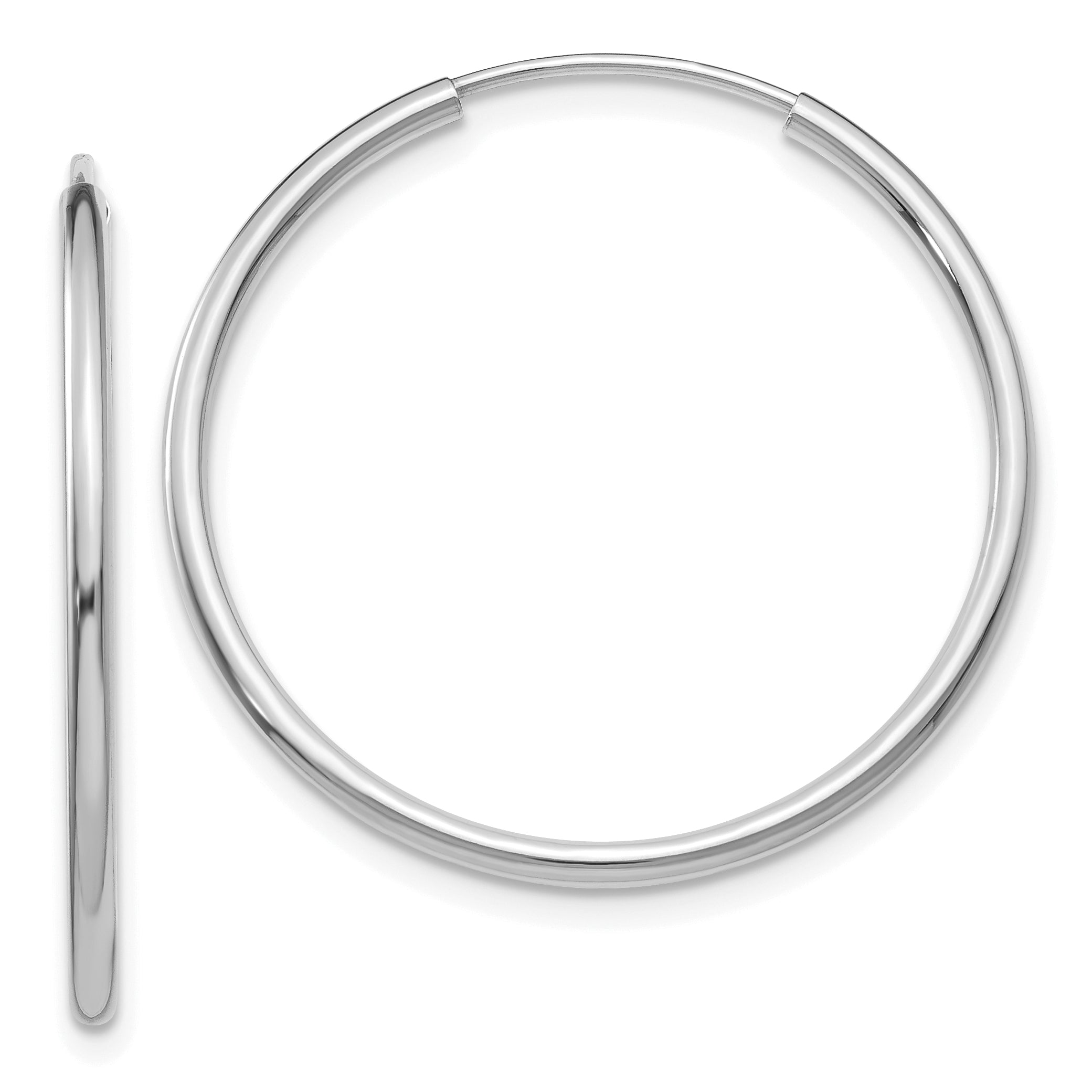 14k White Gold 1.5mm Polished Endless Hoop Earrings Main image
