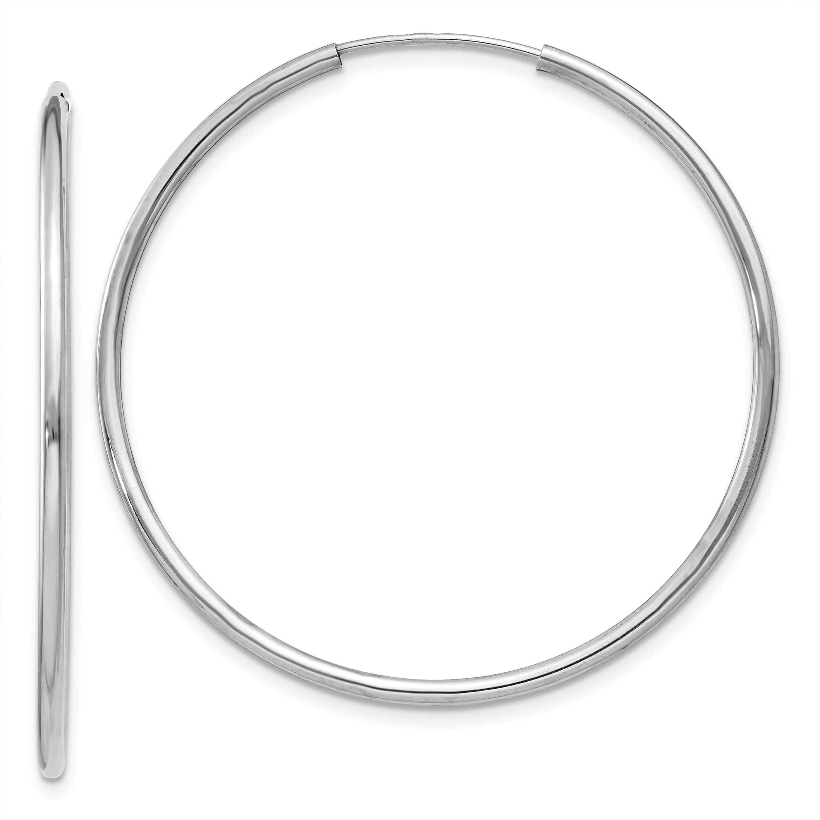 14k White Gold 1.5mm Polished Endless Hoop Earrings Main image