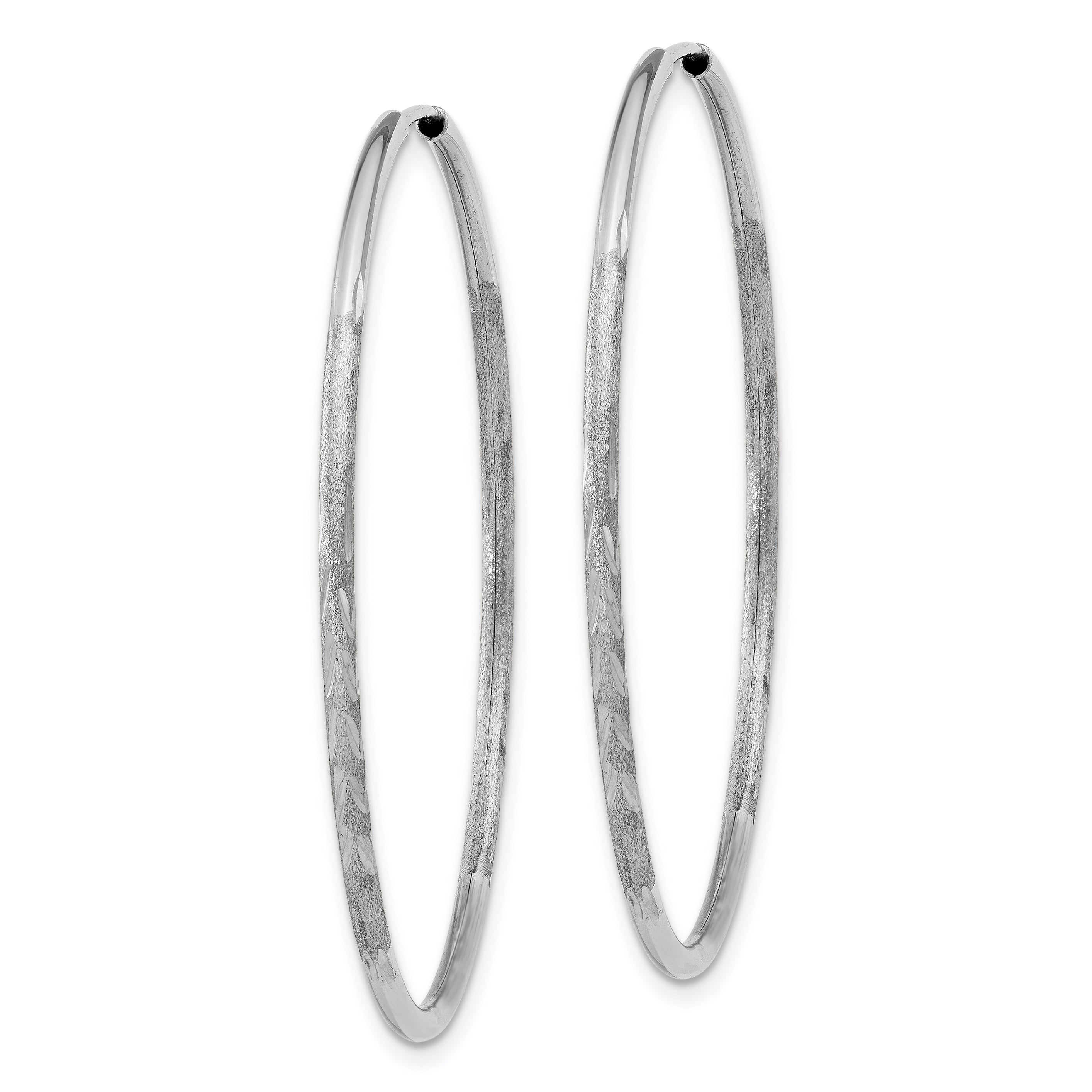 14k White Gold 1.5mm Diamond-cut Endless Hoop Earrings Secondary image