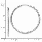 14k White Gold 1.5mm Diamond-cut Endless Hoop Earrings