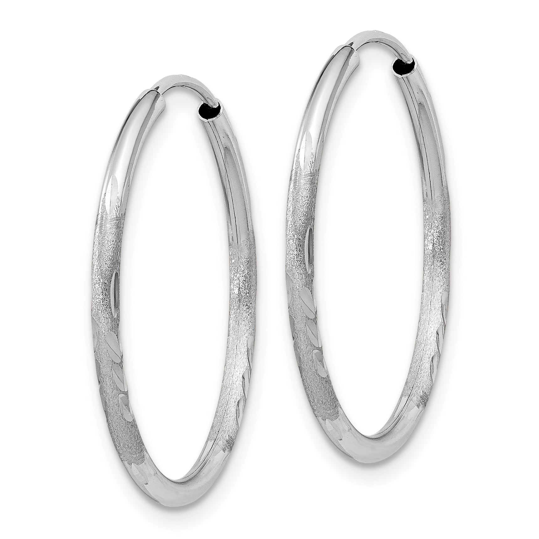 14k White Gold 1.5mm Diamond-cut Endless Hoop Earrings Secondary image