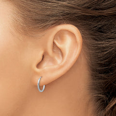 14k White Gold 1.5mm Diamond-cut Endless Hoop Earrings