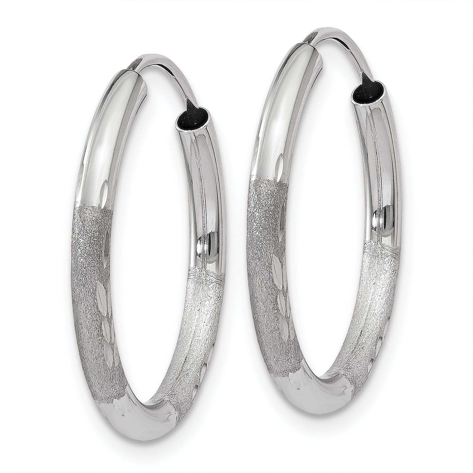 14k White Gold 2mm Diamond-cut Endless Hoop Earrings Secondary image