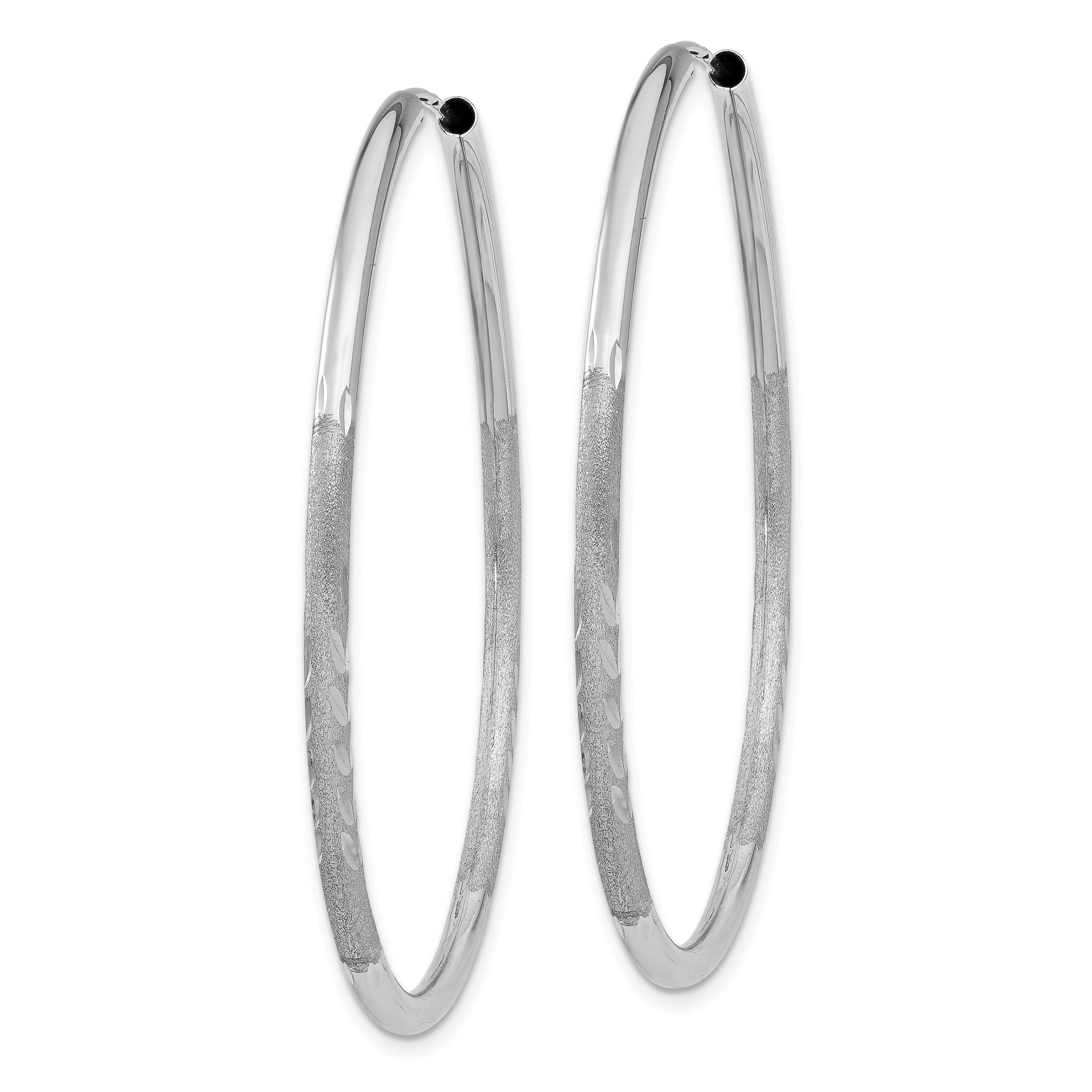 14k White Gold 2mm Diamond-cut Endless Hoop Earrings Secondary image