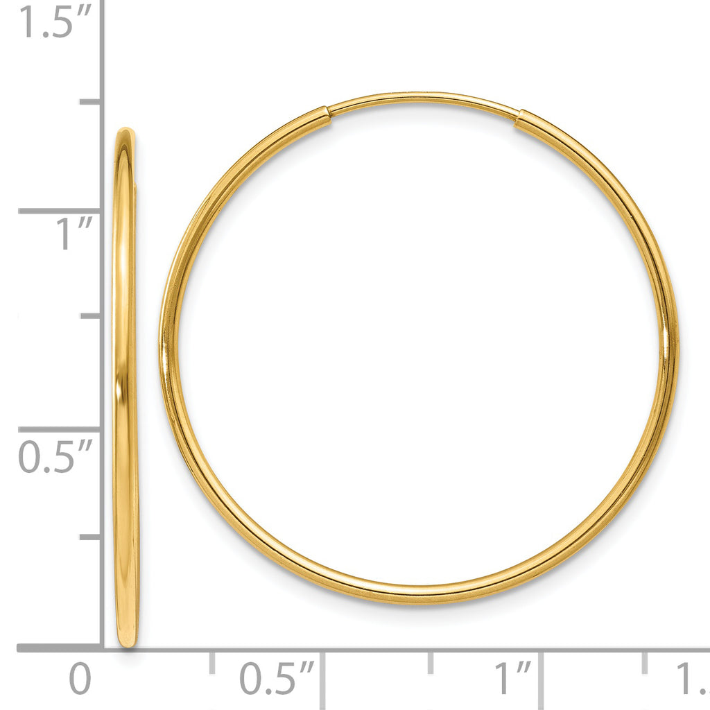 Polished Endless Tube Hoop Earrings in 14K Yellow Gold
