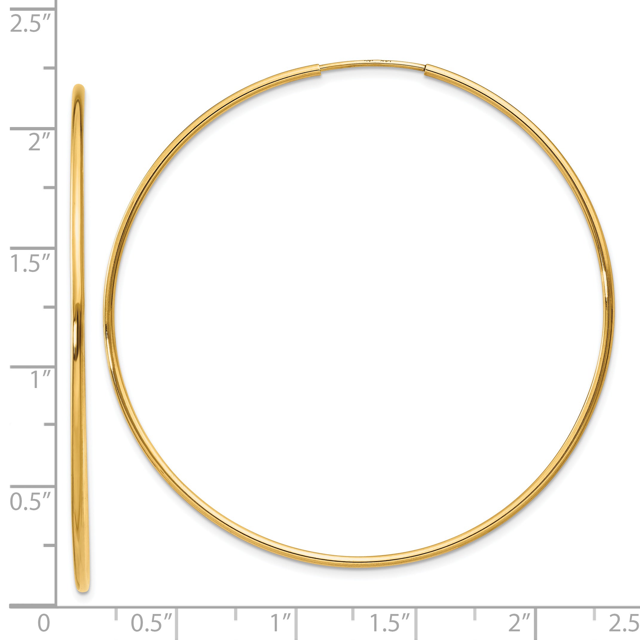 Polished Endless Tube Hoop Earrings in 14K Yellow Gold