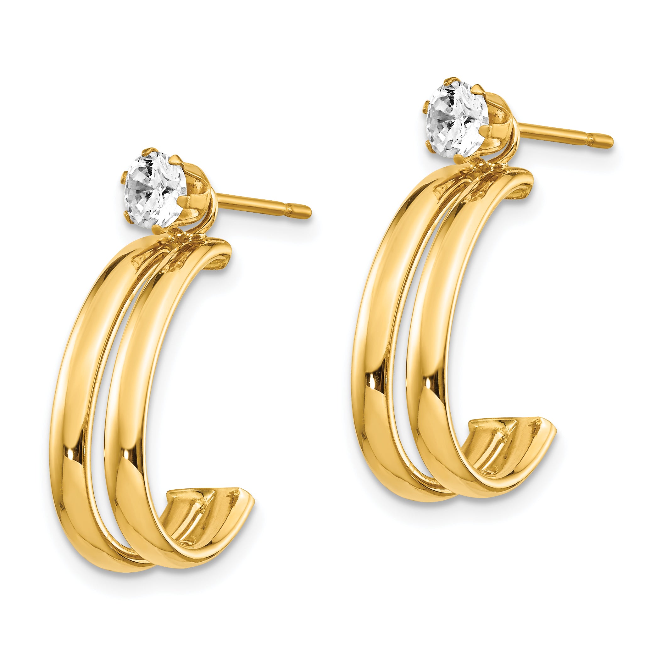 14K Yellow Gold Polished w/CZ Stud Earring Jackets Secondary image