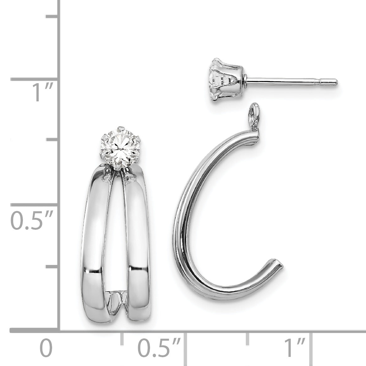 14K White Gold Polished w/CZ Stud Earring Jackets