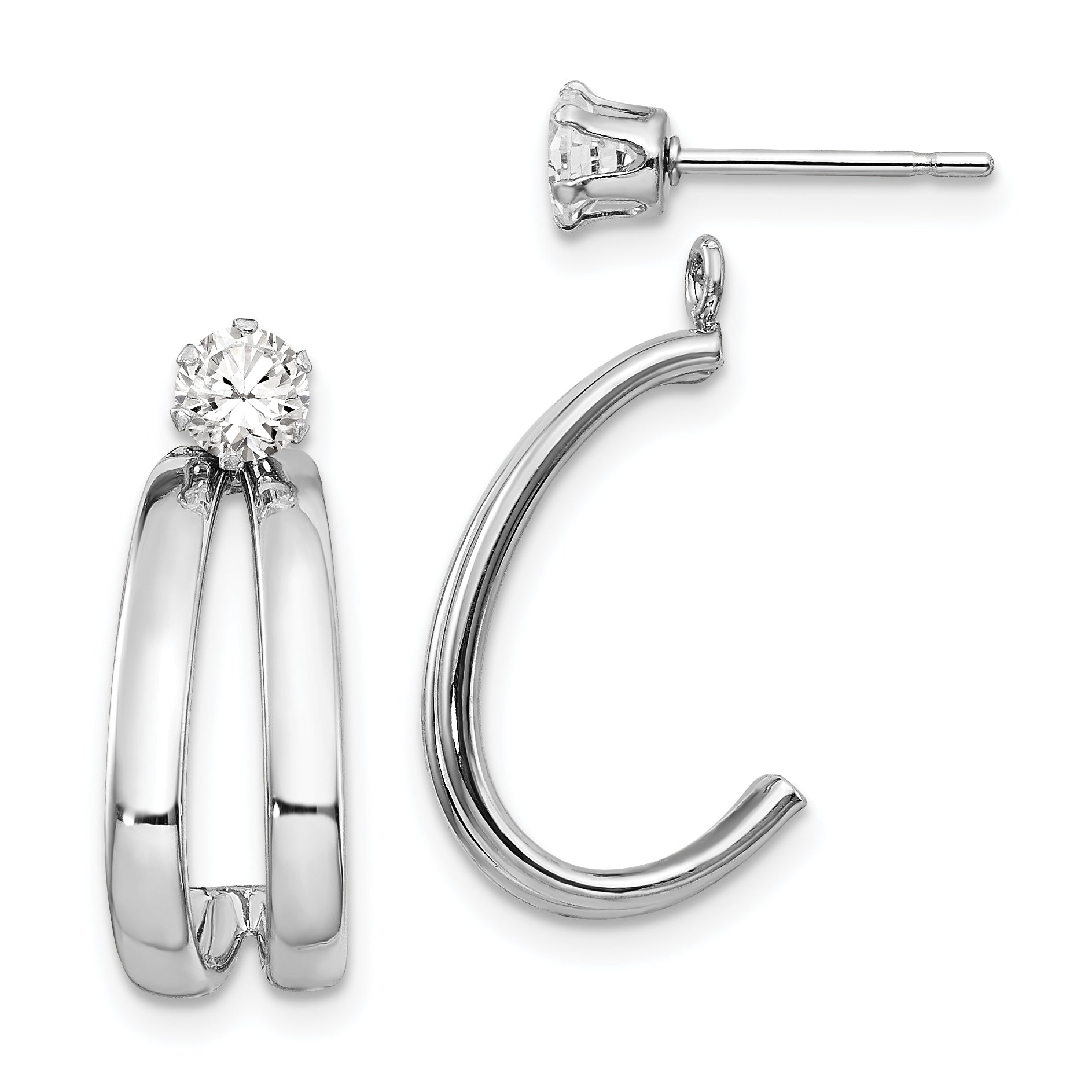 14K White Gold Polished w/CZ Stud Earring Jackets Main image
