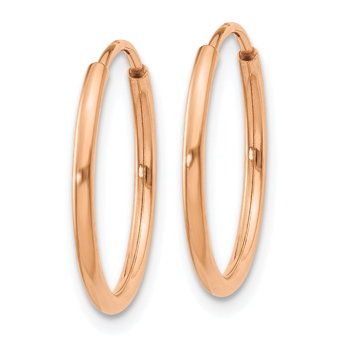 14k Rose Gold 1.2mm Polished Endless Hoop Earrings Secondary image