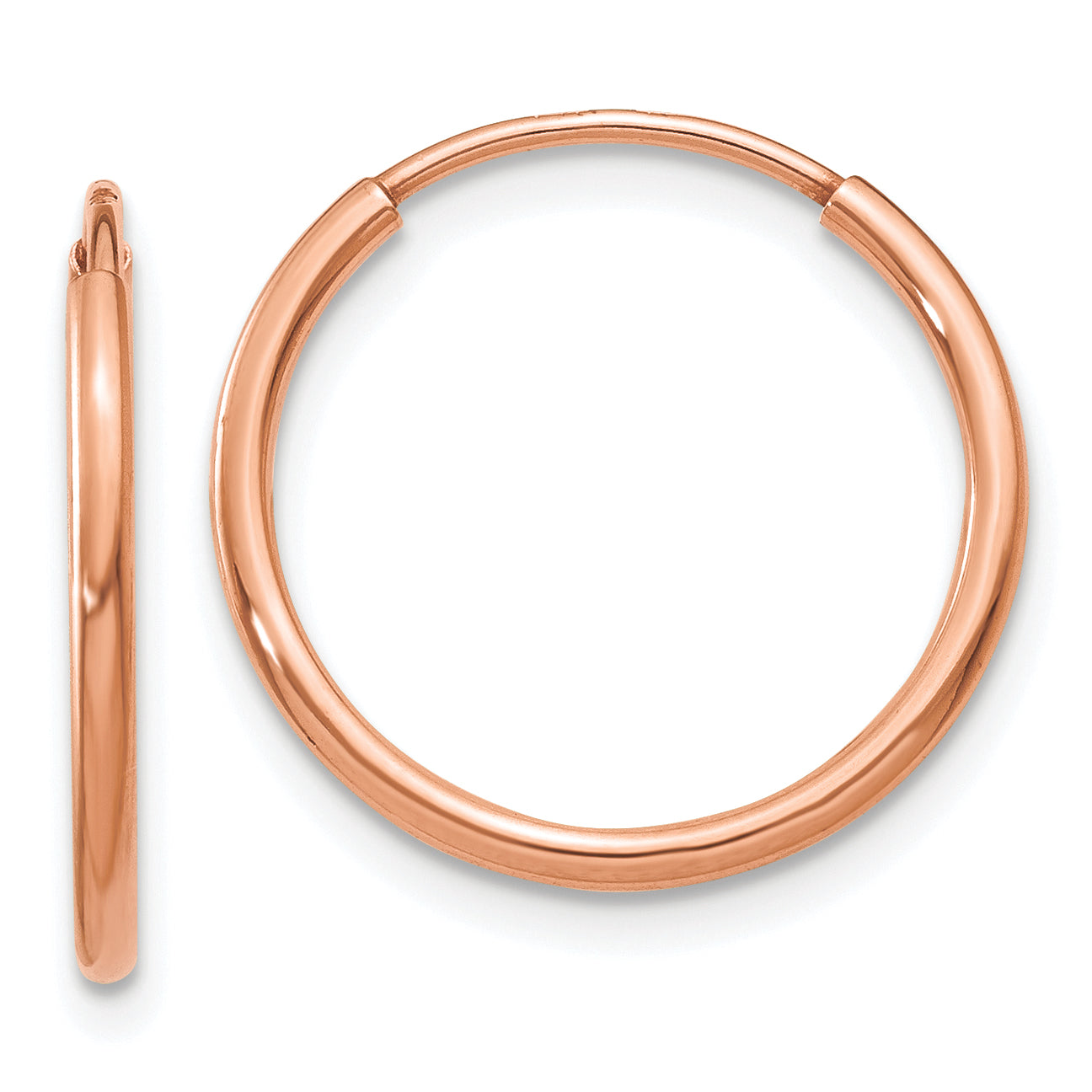 14k Rose Gold 1.2mm Polished Endless Hoop Earrings Main image
