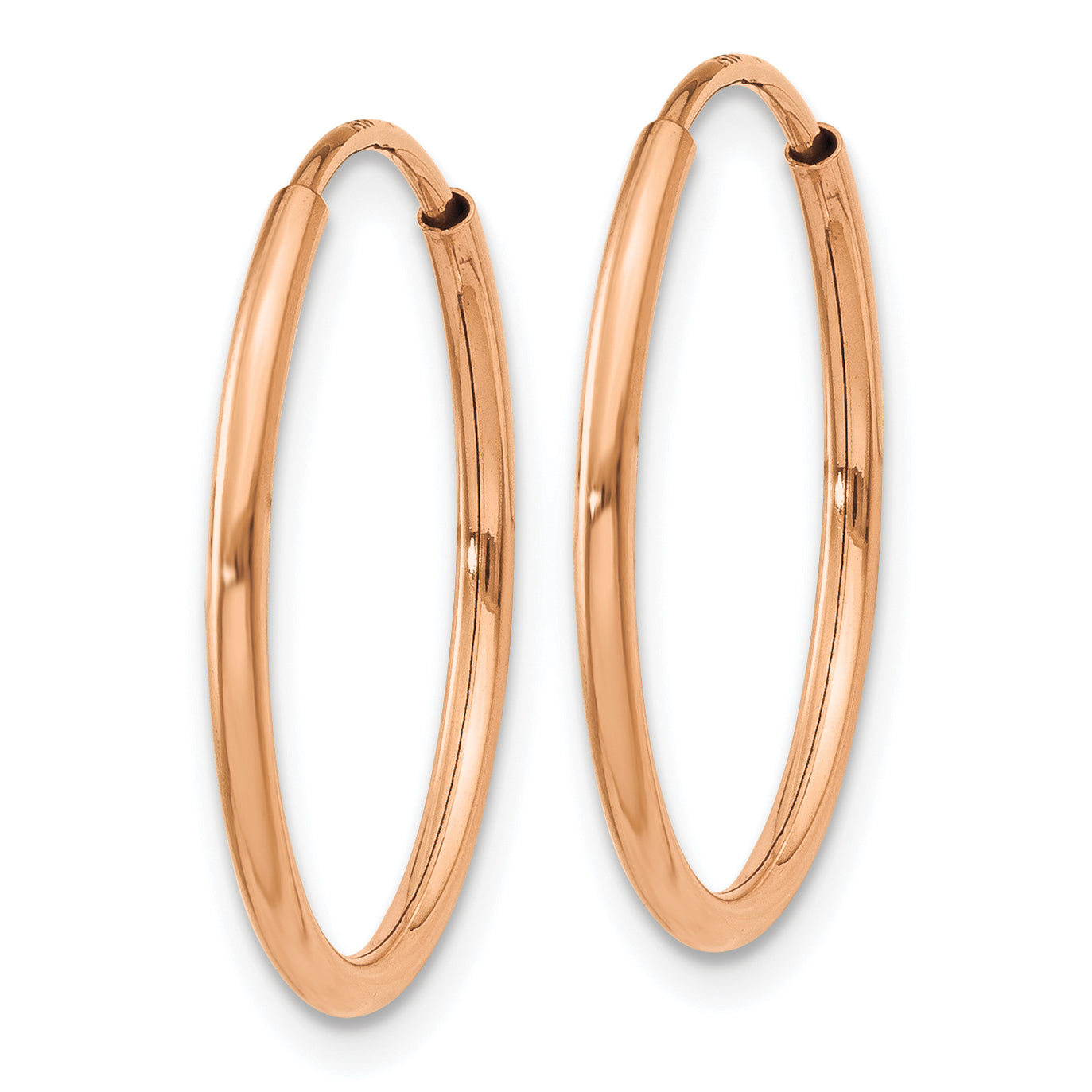 14k Rose Gold 1.2mm Polished Endless Hoop Earrings Secondary image