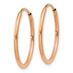 14k Rose Gold 1.2mm Polished Endless Hoop Earrings