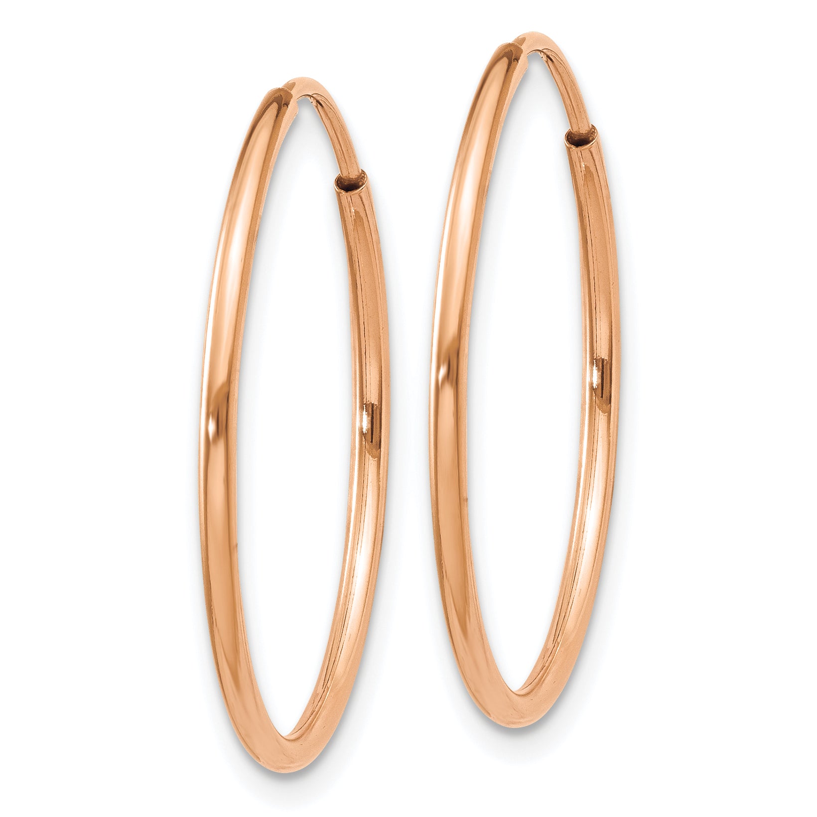 14k Rose Gold 1.2mm Polished Endless Hoop Earrings Secondary image