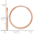 14k Rose Gold 1.2mm Polished Endless Hoop Earrings