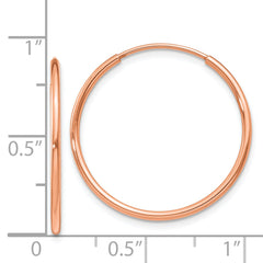 14k Rose Gold 1.2mm Polished Endless Hoop Earrings