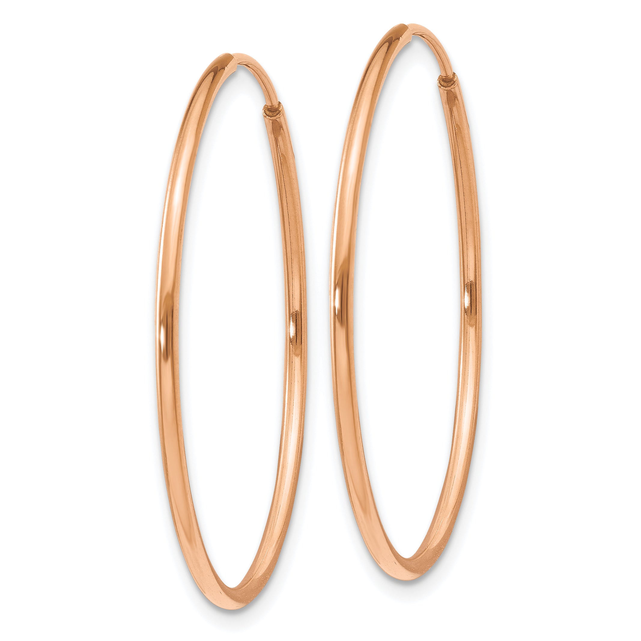 14k Rose Gold 1.2mm Polished Endless Hoop Earrings Secondary image