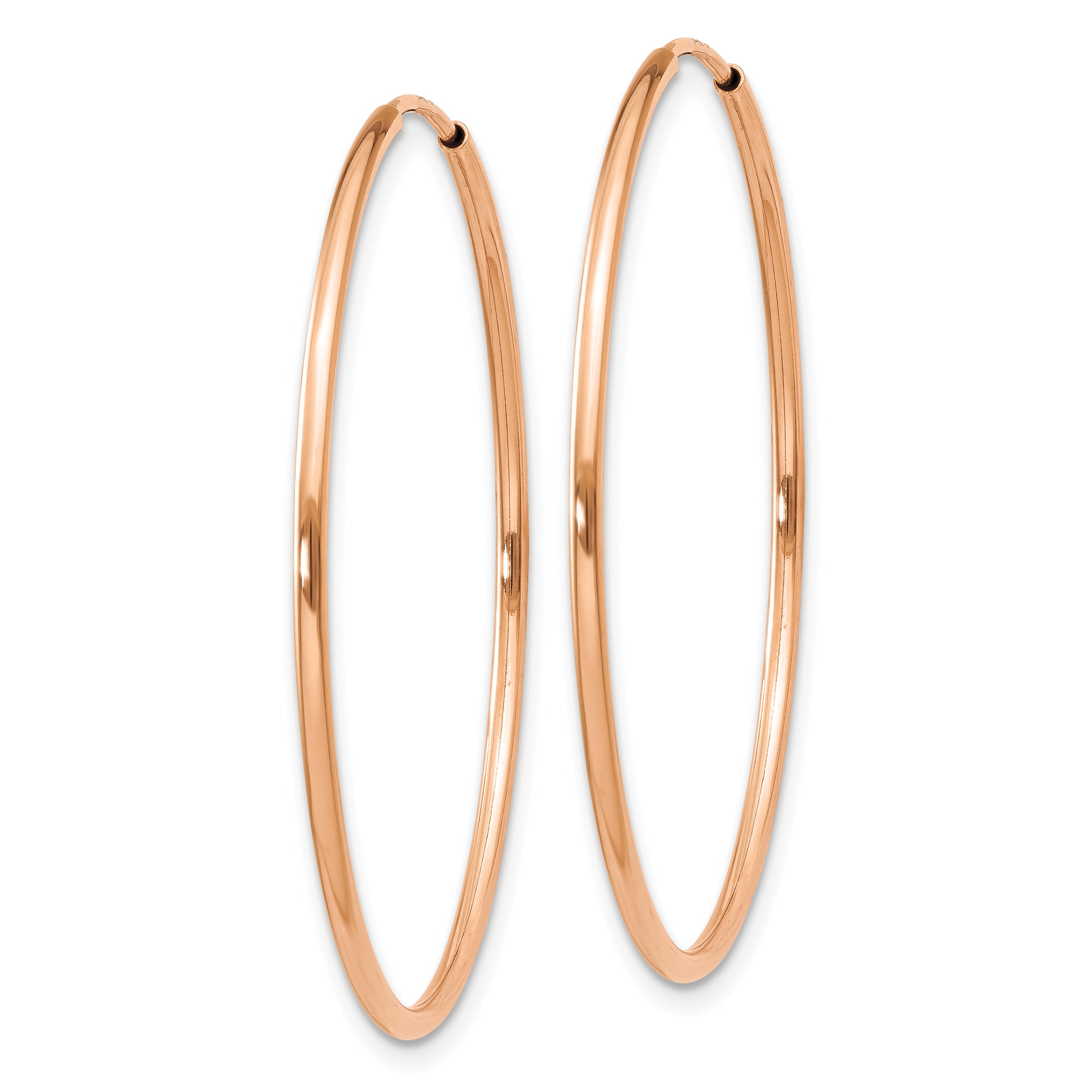 14k Rose Gold 1.2mm Polished Endless Hoop Earrings Secondary image