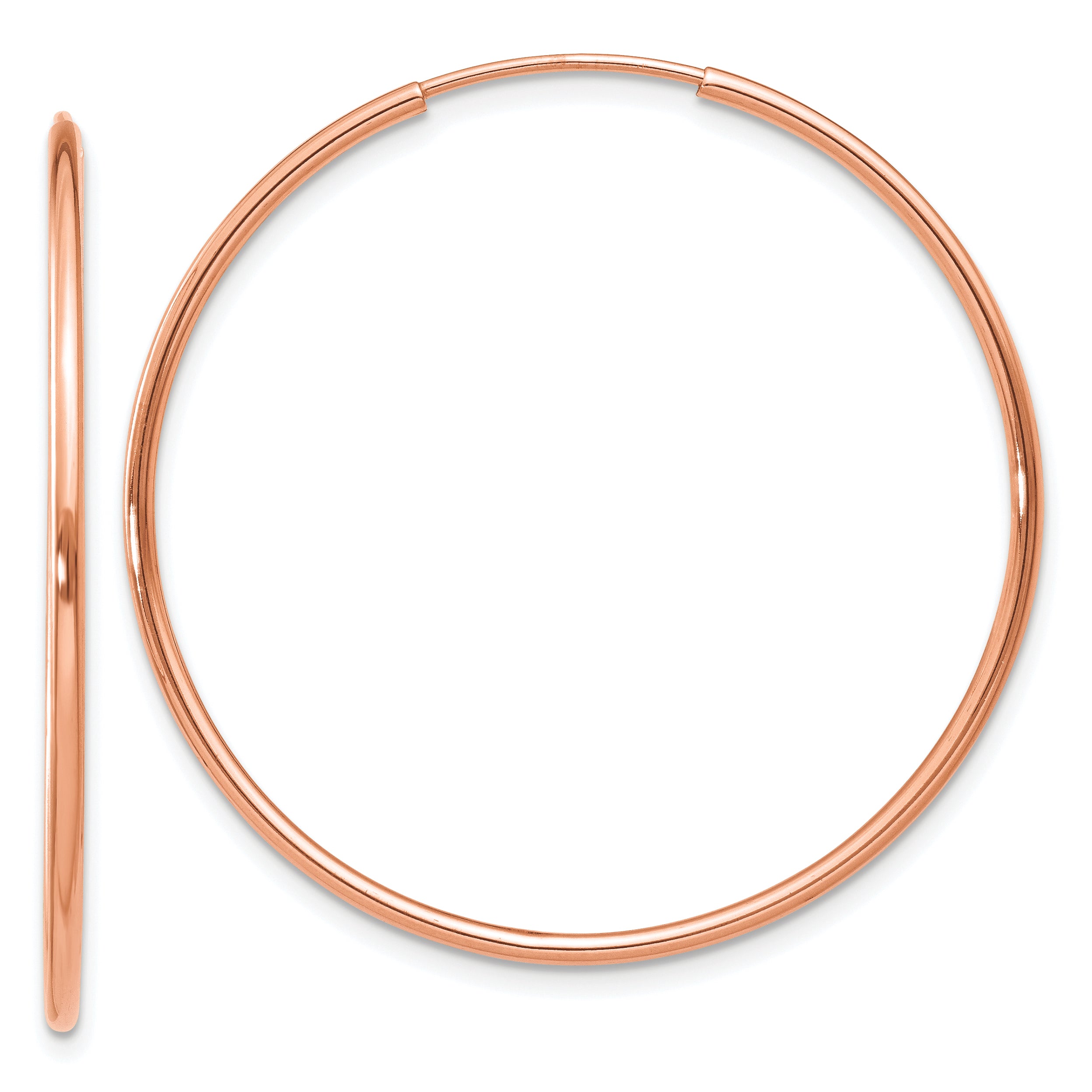 14k Rose Gold 1.2mm Polished Endless Hoop Earrings Main image