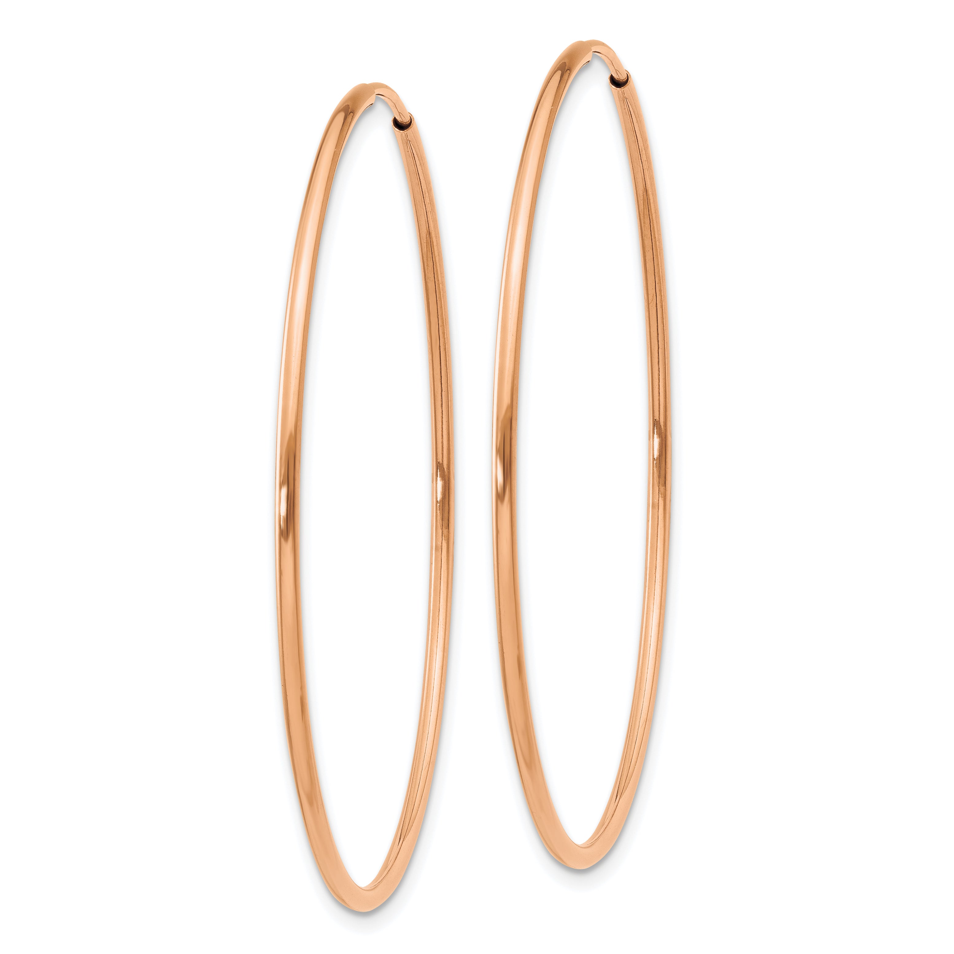 14k Rose Gold 1.2mm Polished Endless Hoop Earrings Secondary image