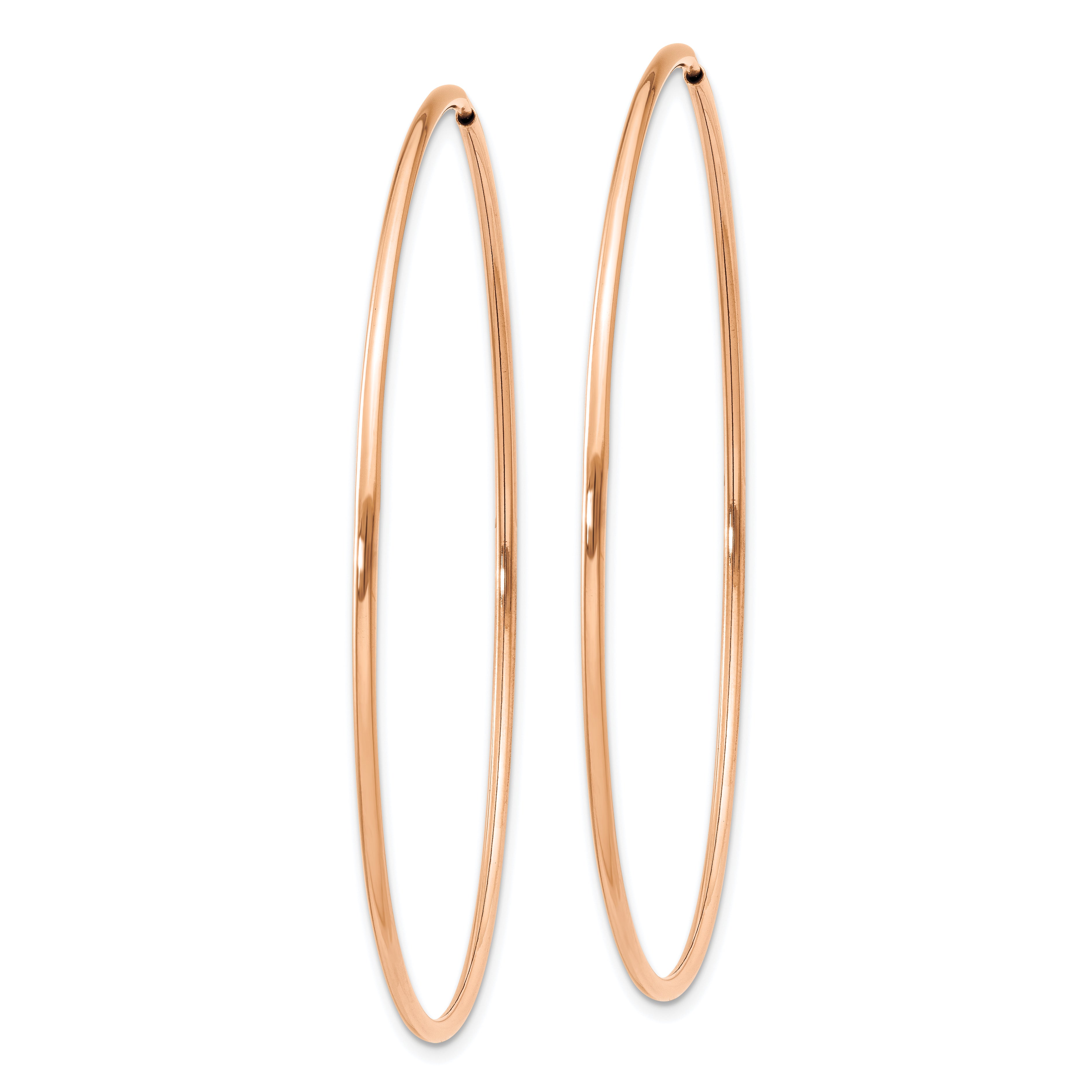14k Rose Gold 1.2mm Polished Endless Hoop Earrings Secondary image