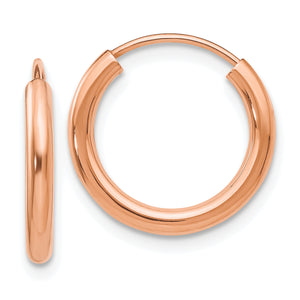 Round Endless Hoop Earrings in 14K Rose Gold, 16mm - Sophia Jewelers
