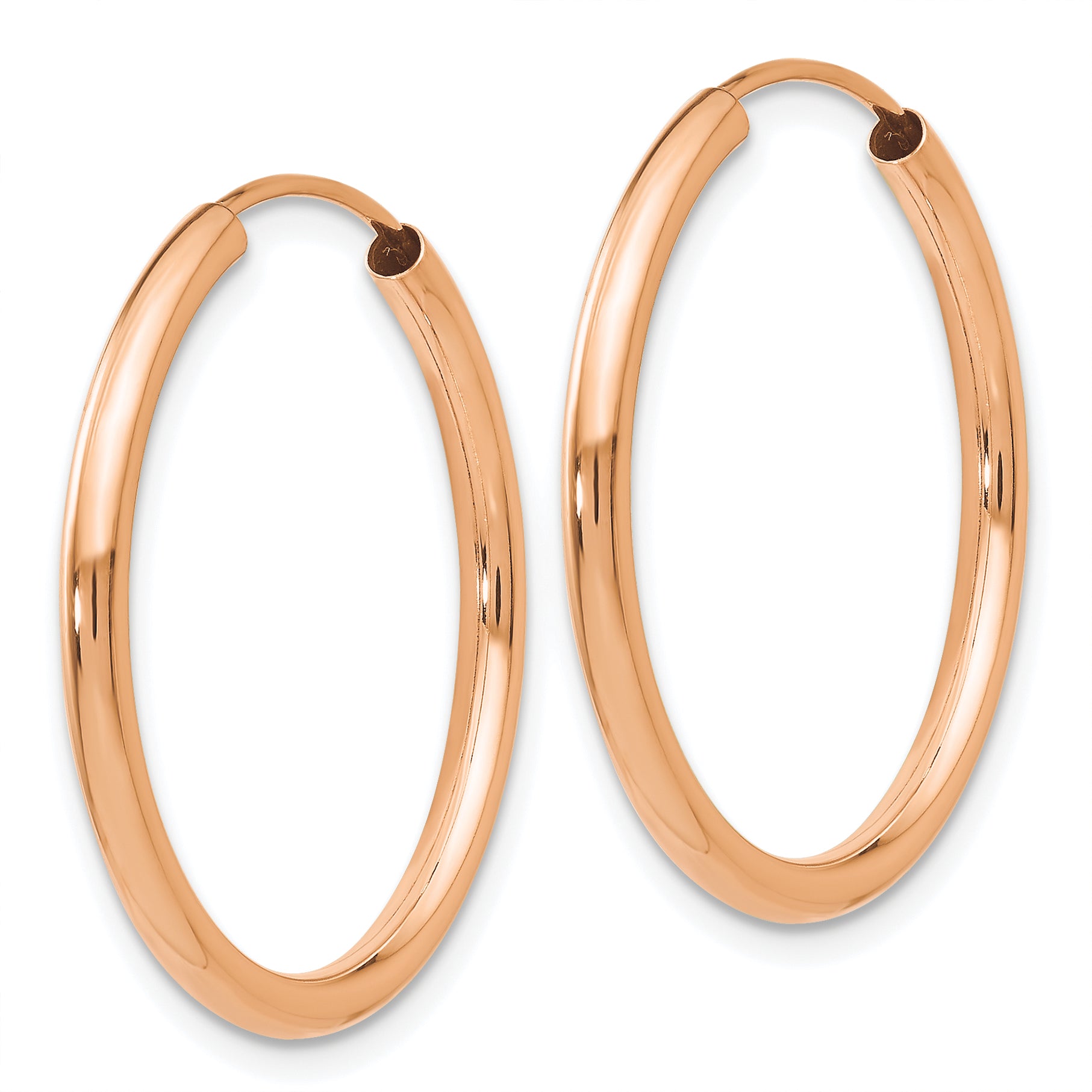 14k Rose Gold Polished Round Endless 2mm Hoop Earrings Secondary image