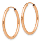 14k Rose Gold Polished Round Endless 2mm Hoop Earrings