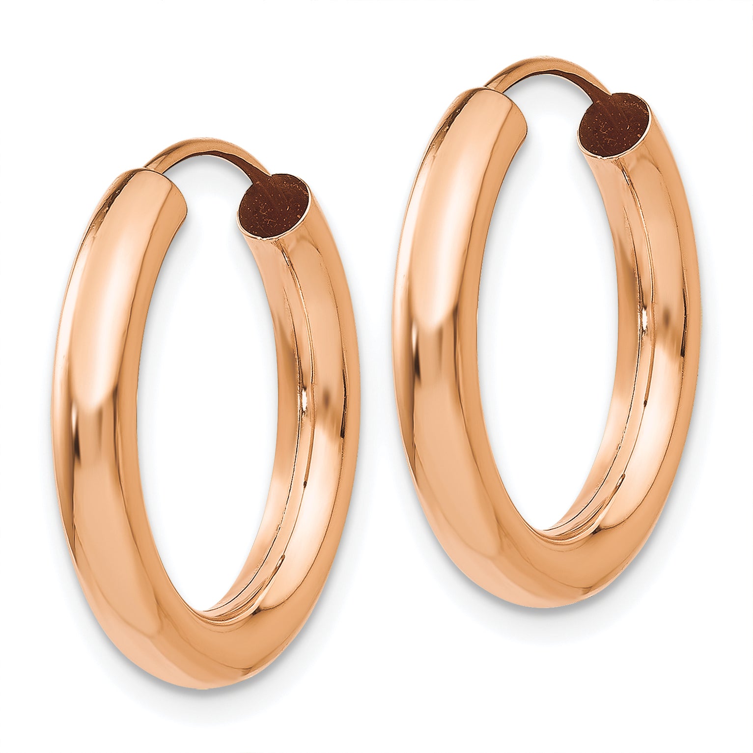 14k Rose Gold Polished Endless Tube Hoop Earrings Secondary image