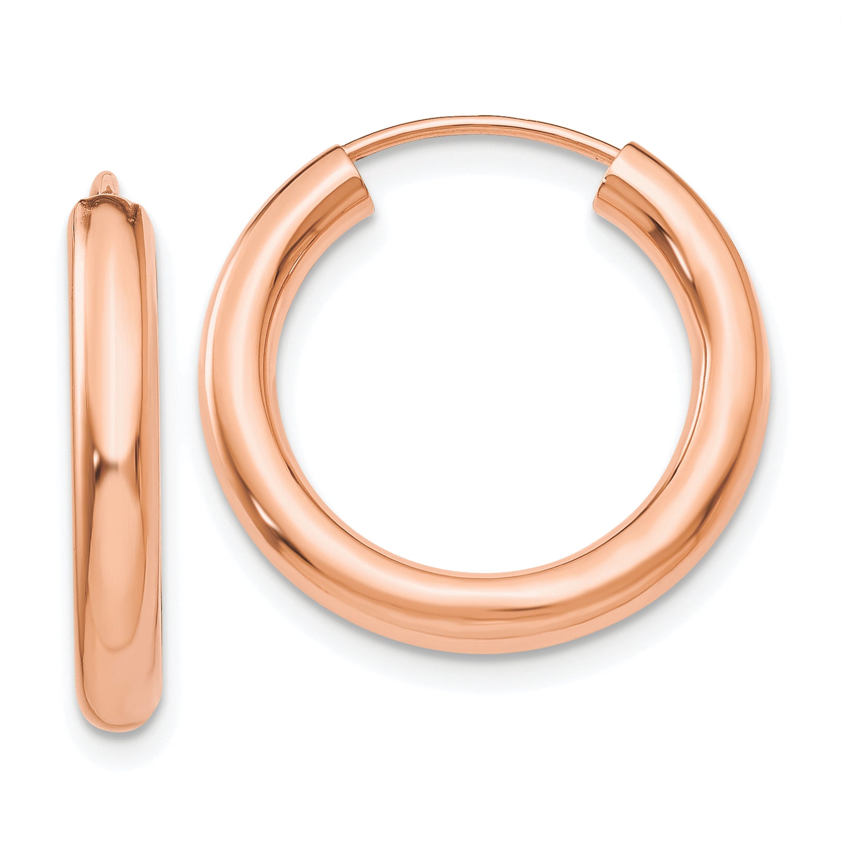 14k Rose Gold Polished Endless Tube Hoop Earrings Main image