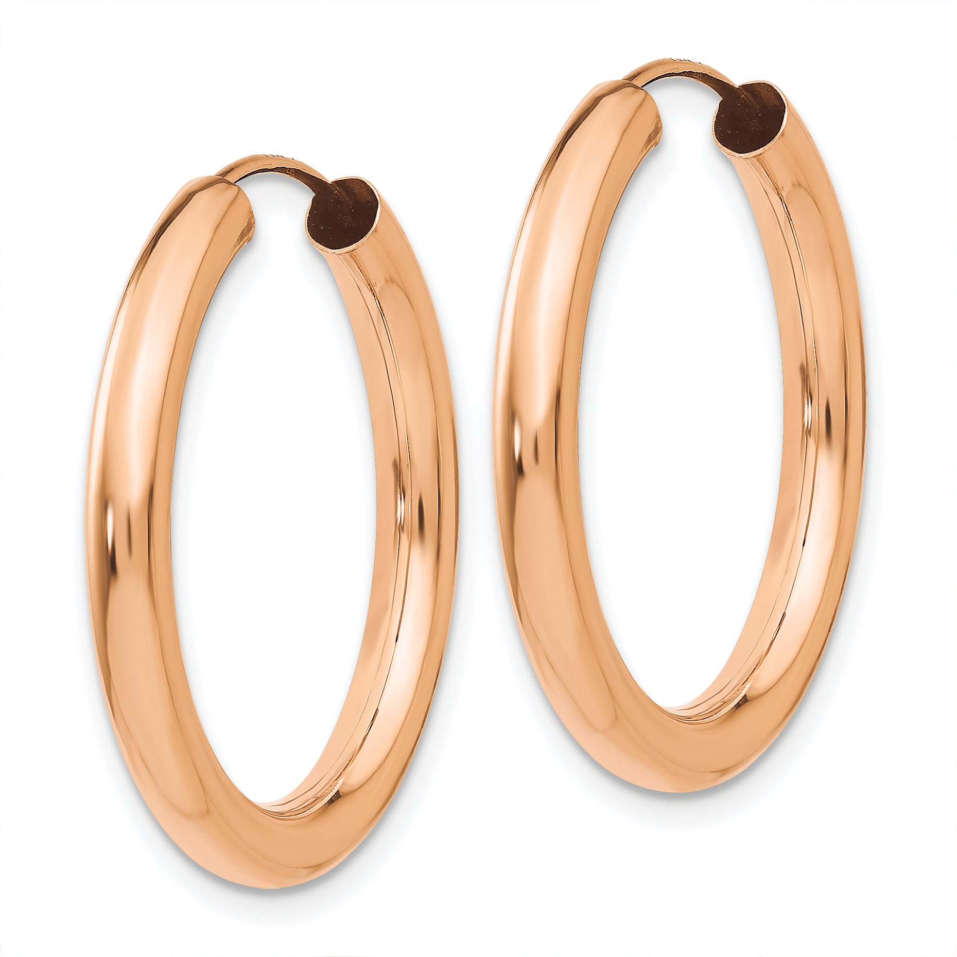 14k Rose Gold Polished Endless Tube Hoop Earrings Secondary image