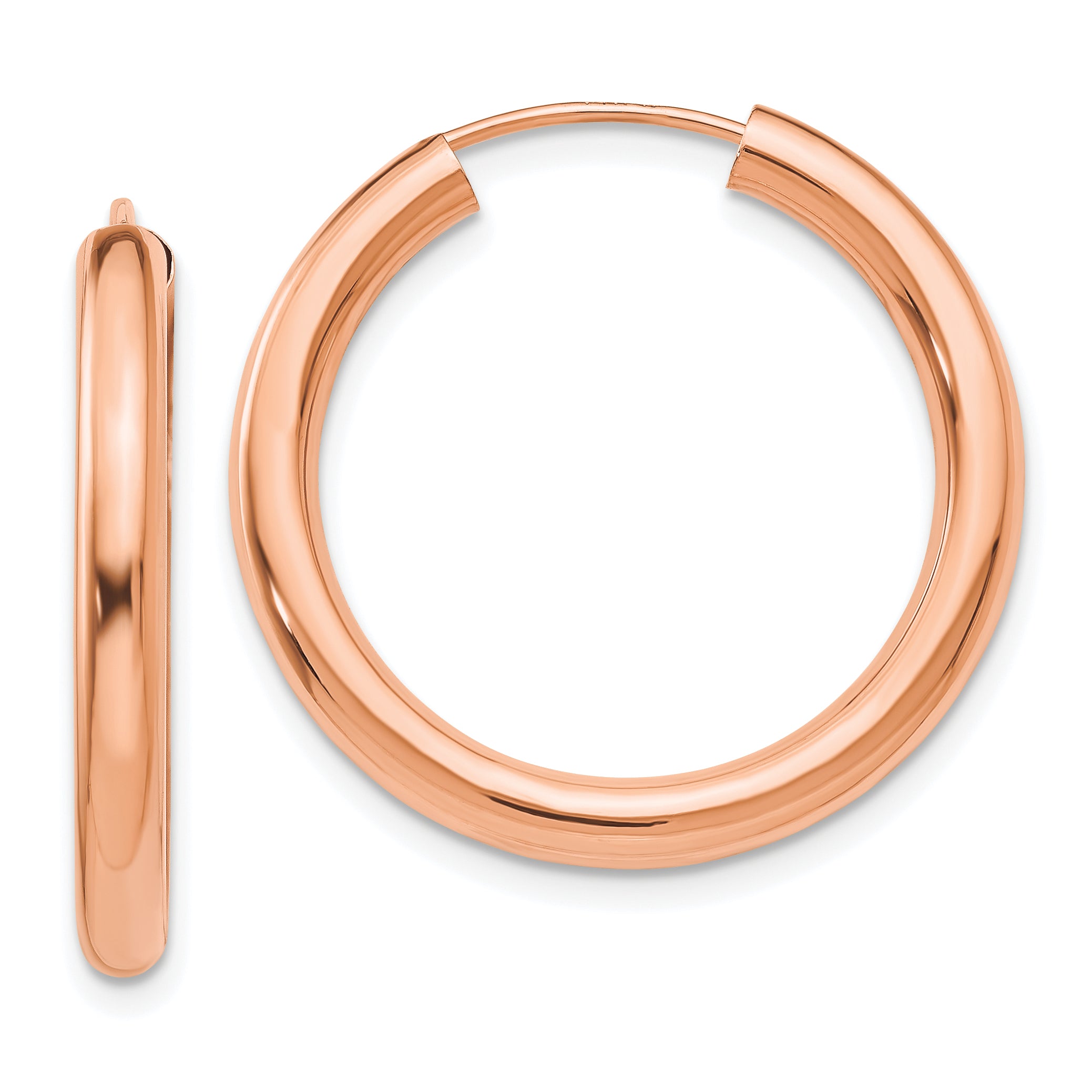 14k Rose Gold Polished Endless Tube Hoop Earrings Main image