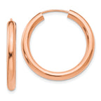 14k Rose Gold Polished Endless Tube Hoop Earrings