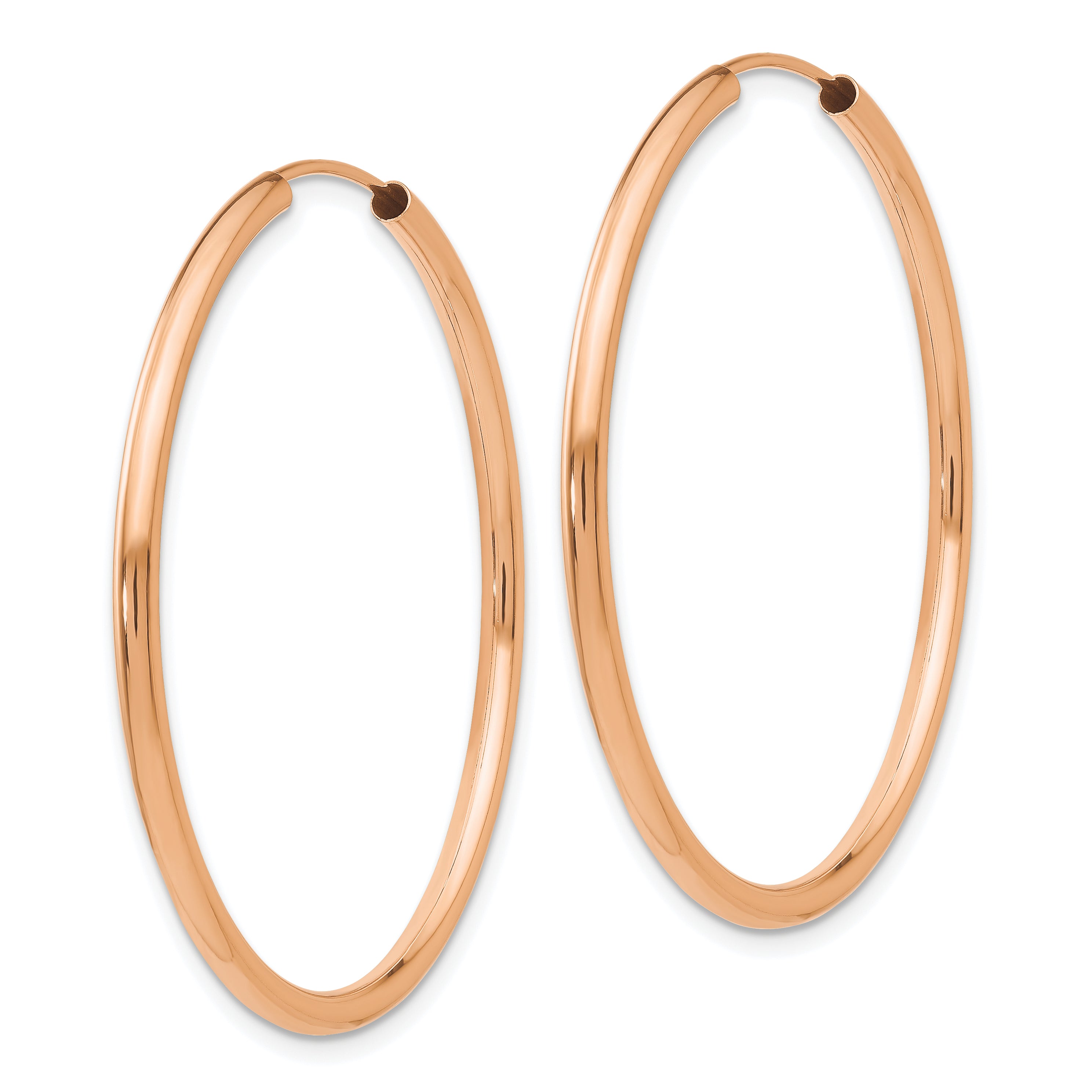 14k Rose Gold Polished Endless 2mm Hoop Earrings Secondary image