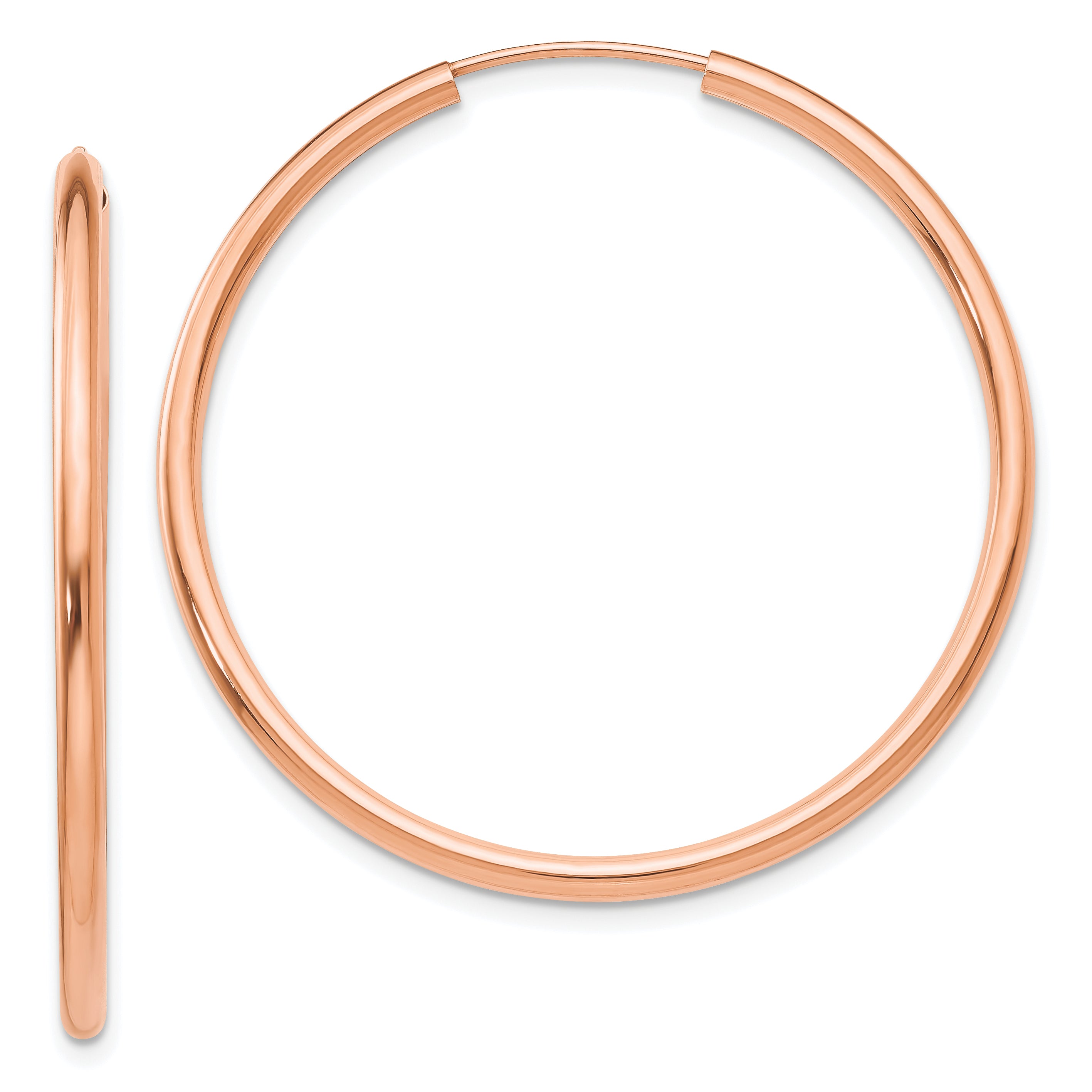14k Rose Gold Polished Endless 2mm Hoop Earrings Main image
