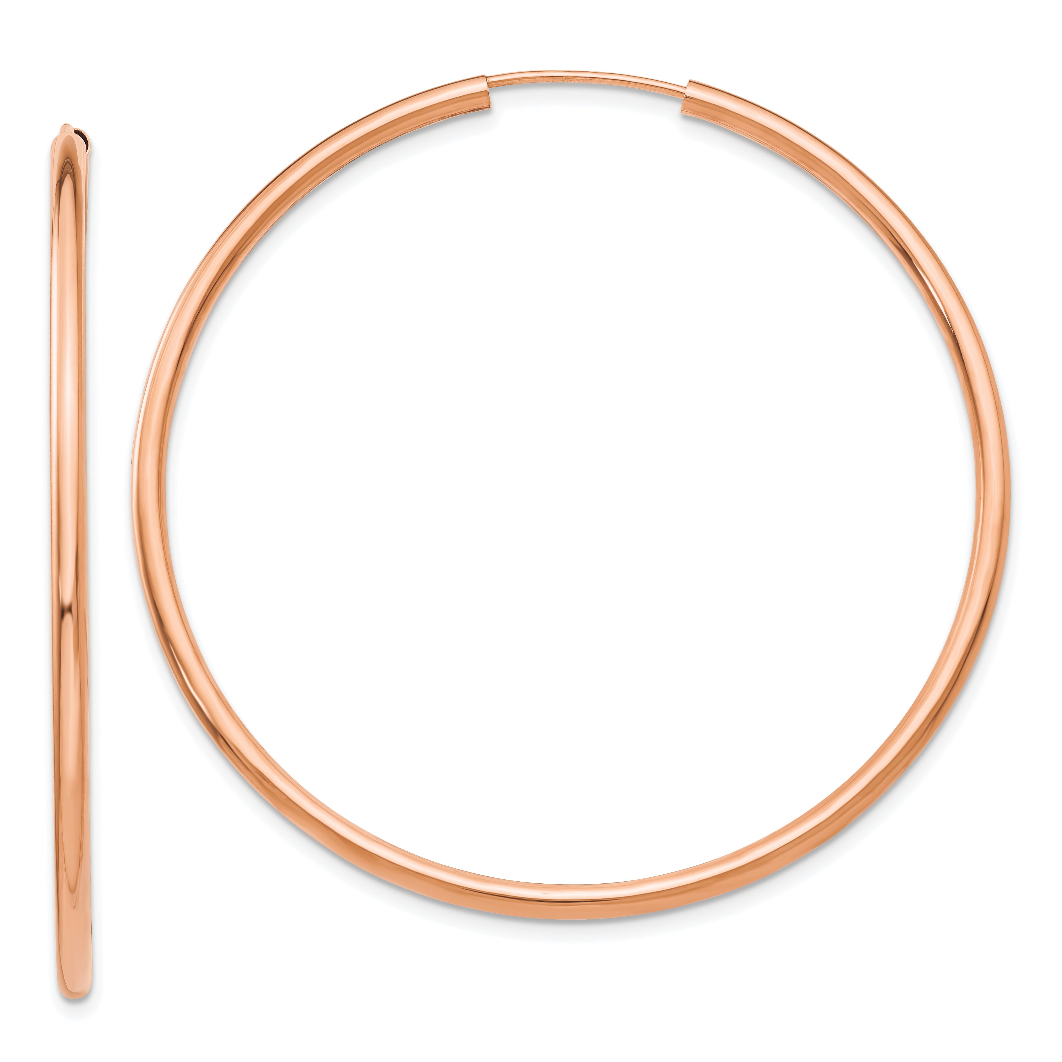 14k Rose Gold Polished Endless 2mm Hoop Earrings Main image