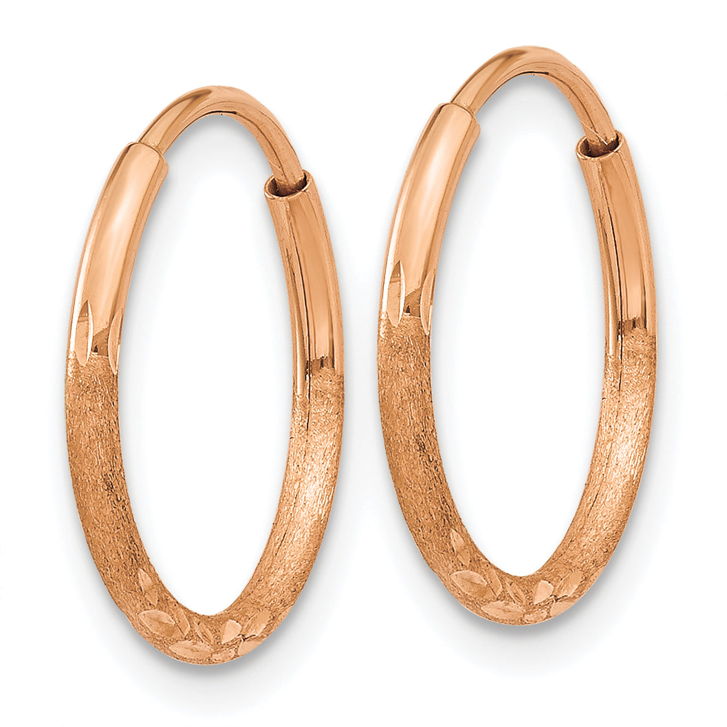 14k Rose Gold 1.25mm Diamond-cut Endless Hoop Earring Secondary image