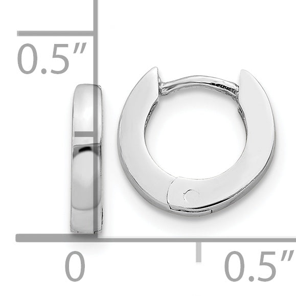 14k White Gold Polished Round Hinged Hoop Earrings