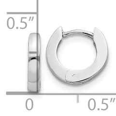 14k White Gold Polished Round Hinged Hoop Earrings