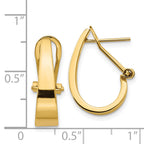 14k Polished J-Hoop Omega Back Post Earrings