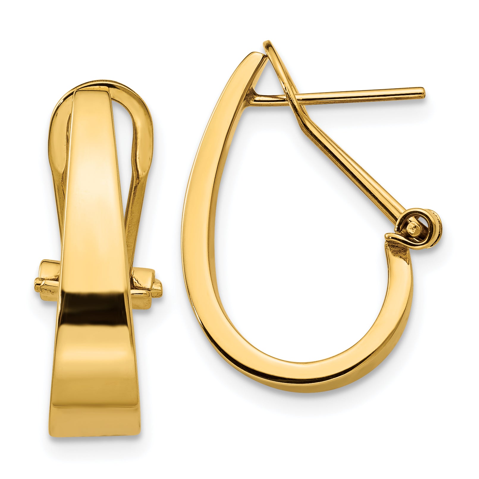 14k Polished J-Hoop Omega Back Post Earrings Main image