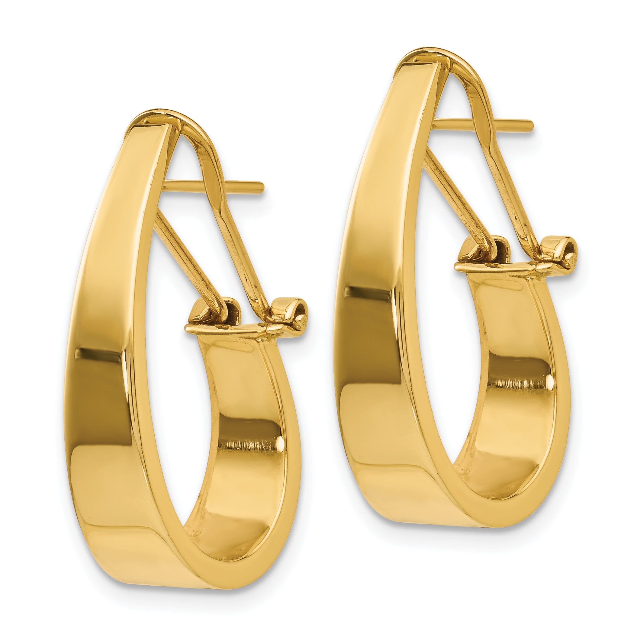 14k Polished J-Hoop Click-in Back Post Earrings