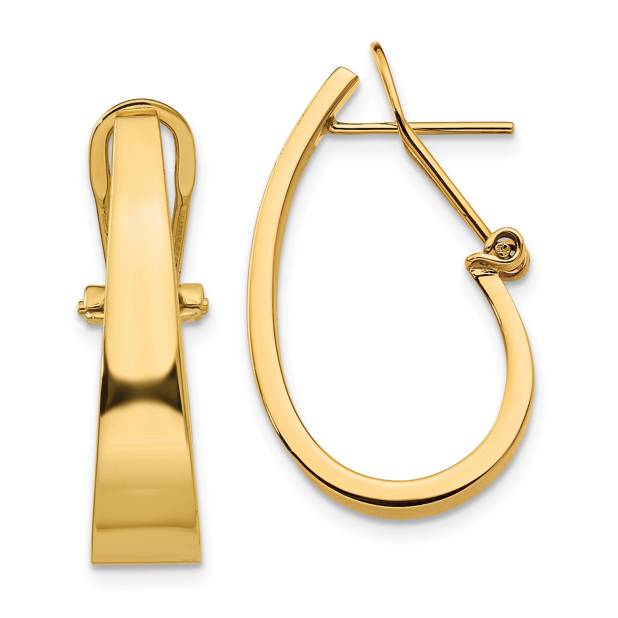 14k Polished J-Hoop Click-in Back Post Earrings