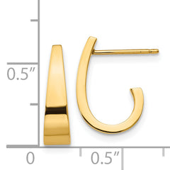 14k Small Polished J Hoop Earrings
