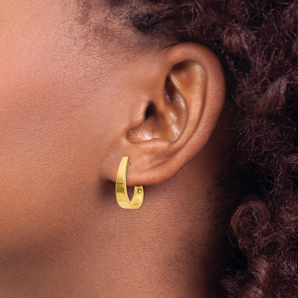 14k Medium Polished J Hoop Earrings