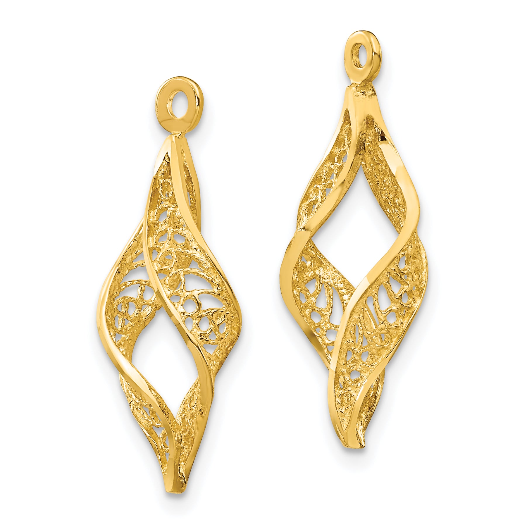 14k Polished Filigree Swirl Earring Jackets Secondary image
