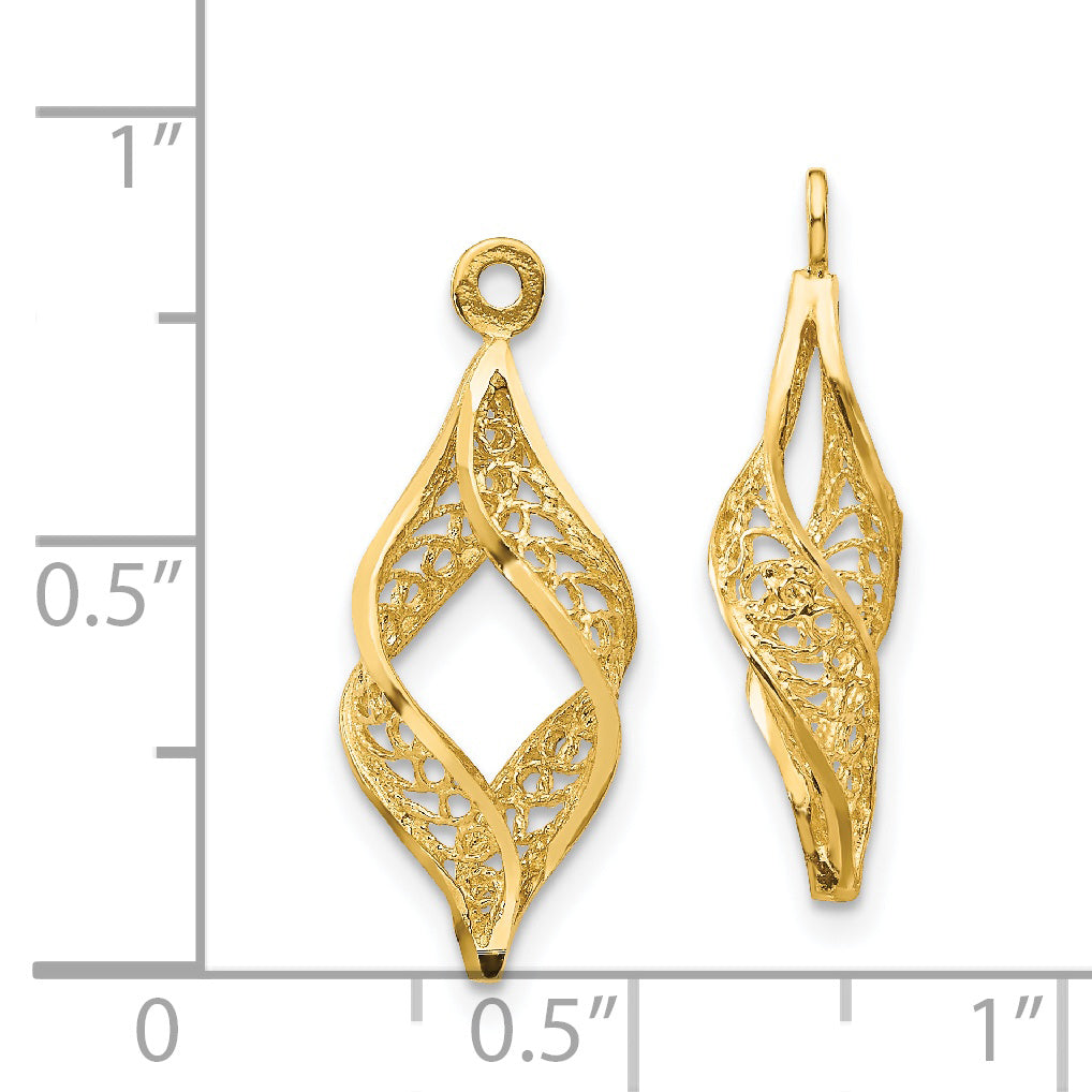 14k Polished Filigree Swirl Earring Jackets